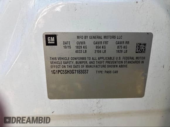 ✅ 2016 Chevrolet Cruze LS • VIN: 1G1PC5SH3G7183037 • Лот: 43604995. Опубликован ранее на IAAI с пробегом 113 479 миль. Бесплатный доступ к архиву аукционных продаж из США и подробный отчёт об истории автомобиля на DreamBid. Изображение 9.