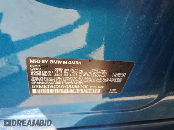 ✅ 2017 BMW X5 M • VIN: 5YMKT6C37H0U39448 • Lot: 89263365. Wystawiony na Copart z przebiegiem 77 001 mil. Bezpłatny archiwum sprzedaży aukcyjnych z USA i szczegółowy raport historii pojazdu na DreamBid. Zdjęcie 12.