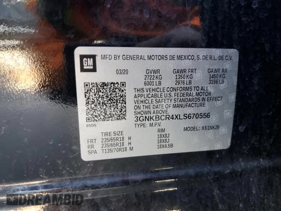 ✅ 2020 Chevrolet Blazer LT • VIN: 3GNKBCR4XLS670556 • Lot: 49329335. Listed on Copart with 83,286 mi. Free auction sales archive from the USA and detailed vehicle history report at DreamBid. Image 14.