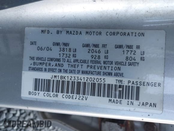 ✅ 2004 Mazda 3 s • VIN: JM1BK123341202055 • Lot: 43441697. Wystawiony na IAAI z przebiegiem 161 020 mil. Bezpłatny archiwum sprzedaży aukcyjnych z USA i szczegółowy raport historii pojazdu na DreamBid. Zdjęcie 9.