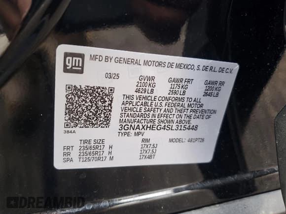 ✅ 2025 Chevrolet Equinox FWD LT • VIN: 3GNAXHEG4SL315448 • Lot: 71455965. Wystawiony na Copart z przebiegiem 12 143 mil. Bezpłatny archiwum sprzedaży aukcyjnych z USA i szczegółowy raport historii pojazdu na DreamBid. Zdjęcie 13.