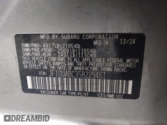 ✅ 2025 Subaru Impreza • VIN: JF1GUABC3S8229461 • Lot: 43574906. Wystawiony na IAAI z przebiegiem 12 110 mil. Bezpłatny archiwum sprzedaży aukcyjnych z USA i szczegółowy raport historii pojazdu na DreamBid. Zdjęcie 9.