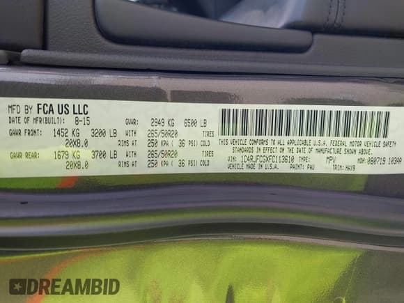 ✅ 2015 Jeep Grand Cherokee Overland • VIN: 1C4RJFCGXFC113610 • Лот: 42161275. Опубликован ранее на IAAI с пробегом 97 553 миль. Бесплатный доступ к архиву аукционных продаж из США и подробный отчёт об истории автомобиля на DreamBid. Изображение 9.