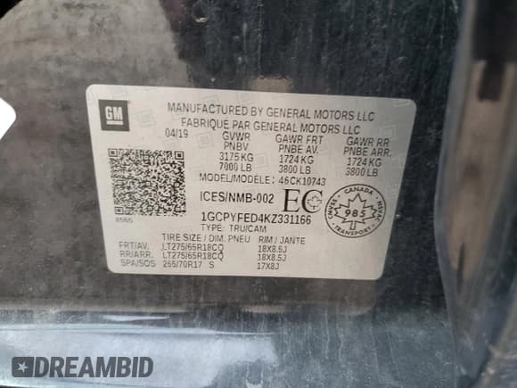 ✅ 2019 Chevrolet Silverado 1500 LT Trail Boss • VIN: 1GCPYFED4KZ331166 • Lot: 85135035. Wystawiony na Copart z przebiegiem 91 762 mil. Bezpłatny archiwum sprzedaży aukcyjnych z USA i szczegółowy raport historii pojazdu na DreamBid. Zdjęcie 12.