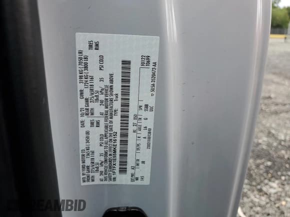 ✅ 2021 Ford F-150 XL • VIN: 1FTFX1E55MKE16152 • Lot: 85498775. Listed on Copart with 87,641 mi. Free auction sales archive from the USA and detailed vehicle history report at DreamBid. Image 13.