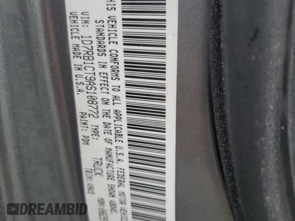✅ 2010 Dodge 1500 SLT • VIN: 1D7RB1CT9AS108772 • Lot: 67778585. Wystawiony na Copart z przebiegiem 137 712 mil. Bezpłatny archiwum sprzedaży aukcyjnych z USA i szczegółowy raport historii pojazdu na DreamBid. Zdjęcie 12.