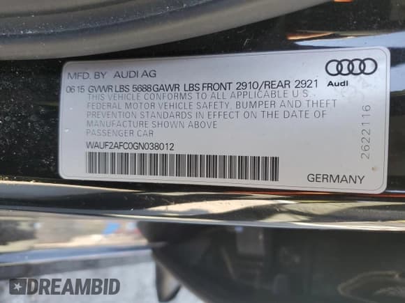 ✅ 2016 Audi S6 Premium Plus • VIN: WAUF2AFC0GN038012 • Lot: 80781505. Listed on Copart with 86,022 mi. Free auction sales archive from the USA and detailed vehicle history report at DreamBid. Image 13.