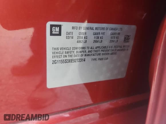 ✅ 2014 Chevrolet Impala LTZ • VIN: 2G1155S3XE9272314 • Лот: 69812174. Опубликован ранее на Copart с пробегом 149 062 миль. Бесплатный доступ к архиву аукционных продаж из США и подробный отчёт об истории автомобиля на DreamBid. Изображение 12.