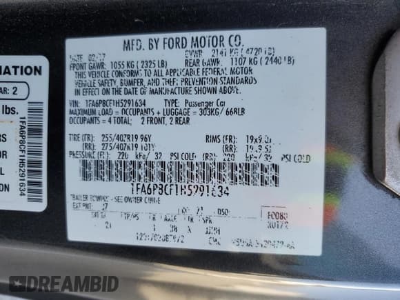 ✅ 2017 Ford Mustang GT • VIN: 1FA6P8CF1H5291634 • Лот: 82723245. Опубликован ранее на Copart с пробегом 109 249 миль. Бесплатный доступ к архиву аукционных продаж из США и подробный отчёт об истории автомобиля на DreamBid. Изображение 12.