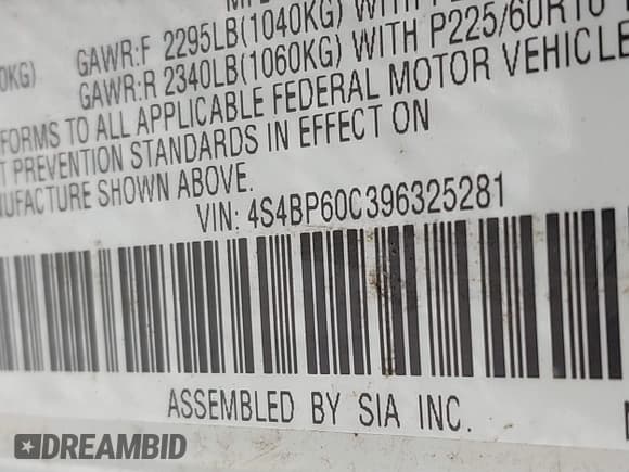 ✅ 2009 Subaru Outback • VIN: 4S4BP60C396325281 • Lot: 43366051. Listed on IAAI with 175,731 mi. Free auction sales archive from the USA and detailed vehicle history report at DreamBid. Image 9.