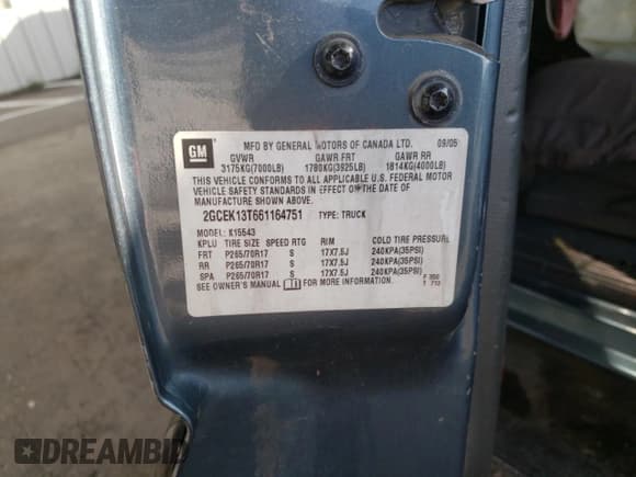 ✅ 2006 Chevrolet Silverado 1500 LT3 • VIN: 2GCEK13T661164751 • Lot: 86676395. Listed on Copart with Not provided. Free auction sales archive from the USA and detailed vehicle history report at DreamBid. Image 12.