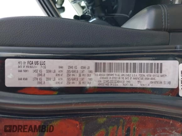 ✅ 2016 Dodge Durango Limited • VIN: 1C4RDJDG1GC484410 • Lot: 42481002. Wystawiony na IAAI z przebiegiem 189 727 mil. Bezpłatny archiwum sprzedaży aukcyjnych z USA i szczegółowy raport historii pojazdu na DreamBid. Zdjęcie 9.