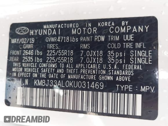 ✅ 2019 Hyundai Tucson SEL • VIN: KM8J33AL0KU031469 • Лот: 43301692. Опубликован ранее на IAAI с пробегом 110 325 миль. Бесплатный доступ к архиву аукционных продаж из США и подробный отчёт об истории автомобиля на DreamBid. Изображение 9.