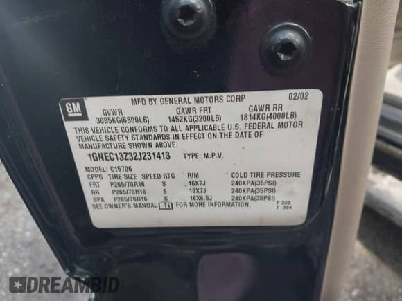 2002 Chevrolet Tahoe LS z VIN 1GNEC13Z32J231413, wystawiony jako IAAI lot #42144130 z przebiegiem 286 759 mil mil oraz . Historia ofert i sprzedaży dostępna na DreamBid. Obrazek 9.