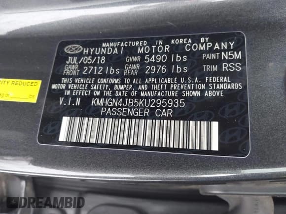 ✅ 2019 Genesis G80 Sport • VIN: KMHGN4JB5KU295935 • Lot: 41481877. Listed on IAAI with 53,623 mi. Free auction sales archive from the USA and detailed vehicle history report at DreamBid. Image 9.