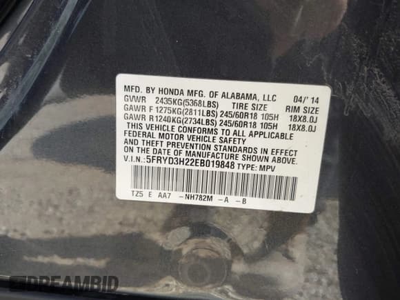 ✅ 2014 Acura MDX • VIN: 5FRYD3H22EB019848 • Lot: 43225940. Listed on IAAI with 193,295 mi. Free auction sales archive from the USA and detailed vehicle history report at DreamBid. Image 9.