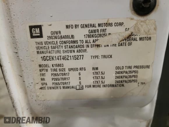 ✅ 2006 Chevrolet Silverado 1500 LT1 • VIN: 1GCEK14T46Z115277 • Лот: 46821505. Опубликован ранее на Copart с пробегом 281 145 миль. Бесплатный доступ к архиву аукционных продаж из США и подробный отчёт об истории автомобиля на DreamBid. Изображение 12.