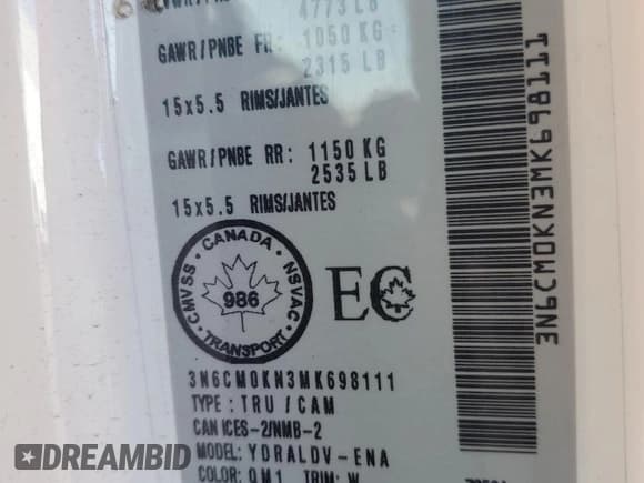 ✅ 2021 Nissan NV200 SV • VIN: 3N6CM0KN3MK698111 • Лот: 50983025. Опубликован ранее на Copart с пробегом 111 963 миль. Бесплатный доступ к архиву аукционных продаж из США и подробный отчёт об истории автомобиля на DreamBid. Изображение 12.