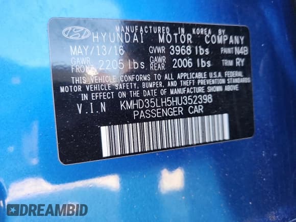 ✅ 2017 Hyundai Elantra • VIN: KMHD35LH5HU352398 • Lot: 89535535. Listed on Copart with 139,228 mi. Free auction sales archive from the USA and detailed vehicle history report at DreamBid. Image 12.