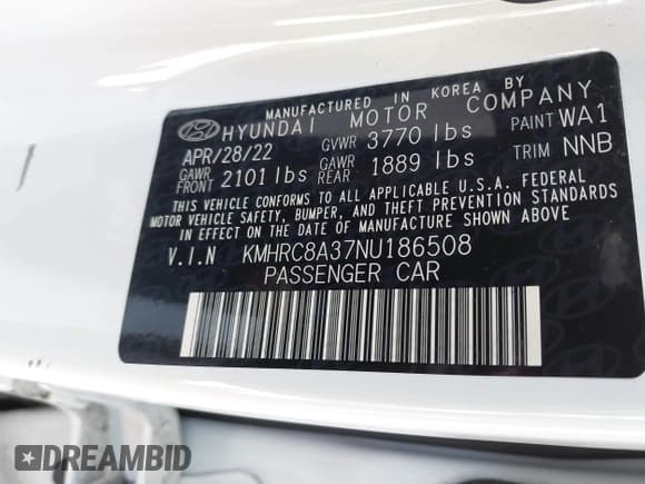 ✅ 2022 Hyundai Venue SEL • VIN: KMHRC8A37NU186508 • Lot: 41800124. Listed on IAAI with 22,141 mi. Free auction sales archive from the USA and detailed vehicle history report at DreamBid. Image 9.