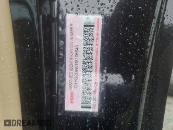 2013 Chevrolet Corvette 3LT with VIN 1G1YG2DW7D5106648, listed as a Copart auction lot 81218524 with 112,441 mi miles and Salvage title. Bid and sale history available at DreamBid. Image 12.