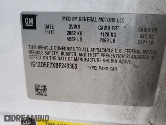 ✅ 2011 Chevrolet Malibu 2LT • VIN: 1G1ZD5E7XBF243306 • Лот: 70682264. Опубликован ранее на Copart с пробегом 120 658 миль. Бесплатный доступ к архиву аукционных продаж из США и подробный отчёт об истории автомобиля на DreamBid. Изображение 12.