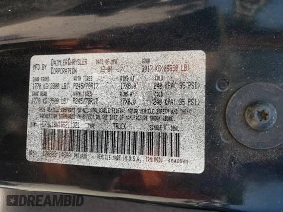 2005 Dodge 1500 SLT z VIN 1D7HU18N15S211321, wystawiony jako Copart lot #70991164 z przebiegiem Nie podano mil oraz Czysty tytuł • Clean title. Historia ofert i sprzedaży dostępna na DreamBid. Obrazek 12.