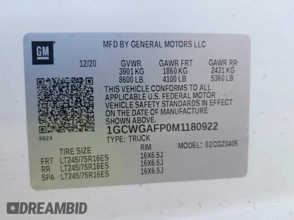 ✅ 2021 Chevrolet Express Cargo • VIN: 1GCWGAFP0M1180922 • Lot: 42341487. Listed on IAAI with 231,225 mi. Free auction sales archive from the USA and detailed vehicle history report at DreamBid. Image 9.