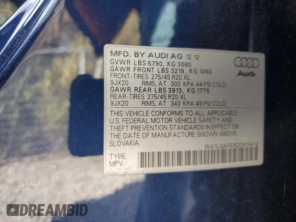 ✅ 2013 Audi Q7 Premium Plus • VIN: WA1LGAFE9DD010410 • Lot: 91860455. Listed on Copart with 238,009 mi. Free auction sales archive from the USA and detailed vehicle history report at DreamBid. Image 13.