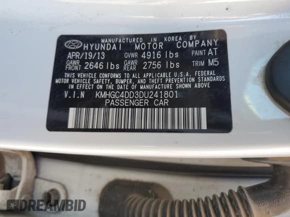 ✅ 2013 Hyundai Genesis 3.8L • VIN: KMHGC4DD3DU241801 • Lot: 81884765. Listed on Copart with 271,638 mi. Free auction sales archive from the USA and detailed vehicle history report at DreamBid. Image 12.