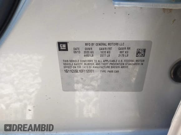 ✅ 2014 Chevrolet Malibu LT • VIN: 1G11C5SL1EF112061 • Lot: 43460538. Listed on IAAI with 133,286 mi. Free auction sales archive from the USA and detailed vehicle history report at DreamBid. Image 9.