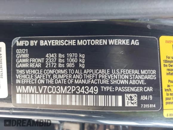 ✅ 2021 MINI Clubman Cooper S • VIN: WMWLV7C03M2P34349 • Lot: 42222197. Listed on IAAI with 109,546 mi. Free auction sales archive from the USA and detailed vehicle history report at DreamBid. Image 9.