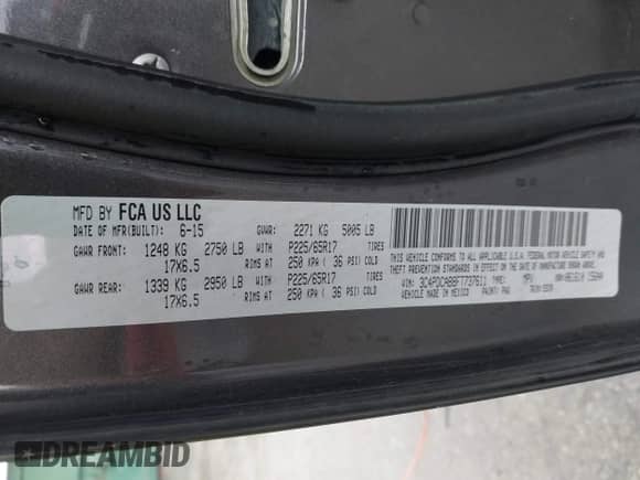 2015 Dodge Journey American Value с VIN 3C4PDCAB8FT737611, выставлен на аукционе IAAI как лот 43392605 с пробегом 120 153 миль миль и . История ставок и продаж доступна на DreamBid. Изображение 9.