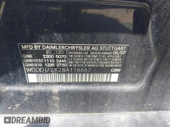 ✅ 2008 Mercedes-Benz CLS 550 • VIN: WDDDJ72X28A116667 • Lot: 42780541. Listed on IAAI with Not provided. Free auction sales archive from the USA and detailed vehicle history report at DreamBid. Image 9.