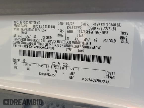 ✅ 2023 Ford Transit • VIN: 1FTRS4XG2PKA04528 • Лот: 42133735. Опубликован ранее на Copart с пробегом 39 497 миль. Бесплатный доступ к архиву аукционных продаж из США и подробный отчёт об истории автомобиля на DreamBid. Изображение 13.