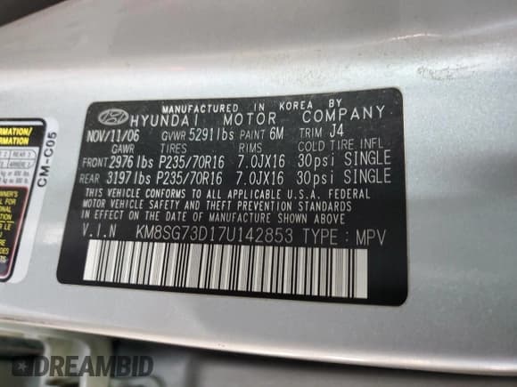 ✅ 2007 Hyundai Santa Fe GLS • VIN: KM8SG73D17U142853 • Lot: 78108484. Listed on Copart with 199,930 mi. Free auction sales archive from the USA and detailed vehicle history report at DreamBid. Image 13.