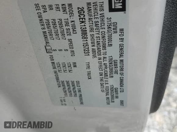 ✅ 2008 Chevrolet Silverado 1500 1LT • VIN: 2GCEK13M681157231 • Lot: 60797874. Listed on Copart with 149,622 mi. Free auction sales archive from the USA and detailed vehicle history report at DreamBid. Image 14.