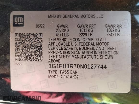 ✅ 2022 Chevrolet Camaro 2SS • VIN: 1G1FH1R70N0127744 • Lot: 42395873. Wystawiony na IAAI z przebiegiem 67 709 mil. Bezpłatny archiwum sprzedaży aukcyjnych z USA i szczegółowy raport historii pojazdu na DreamBid. Zdjęcie 9.