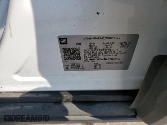 ✅ 2022 Chevrolet Traverse LT Cloth • VIN: 1GNERGKW3NJ164373 • Lot: 84411065. Listed on Copart with 98,499 mi. Free auction sales archive from the USA and detailed vehicle history report at DreamBid. Image 14.