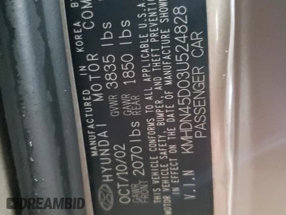 ✅ 2003 Hyundai Elantra GLS • VIN: KMHDN45D03U524828 • Lot: 89156355. Wystawiony na Copart z przebiegiem 136 442 mil. Bezpłatny archiwum sprzedaży aukcyjnych z USA i szczegółowy raport historii pojazdu na DreamBid. Zdjęcie 12.