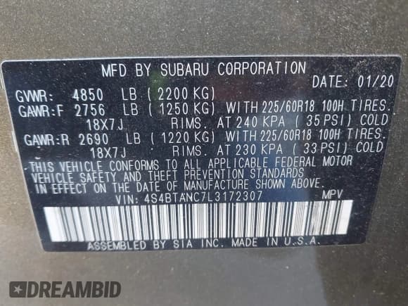 ✅ 2020 Subaru Outback Limited • VIN: 4S4BTANC7L3172307 • Lot: 43669654. Wystawiony na IAAI z przebiegiem 50 572 mil. Bezpłatny archiwum sprzedaży aukcyjnych z USA i szczegółowy raport historii pojazdu na DreamBid. Zdjęcie 9.