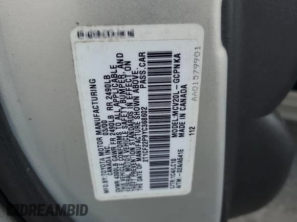 ✅ 2000 Toyota Solara SE • VIN: 2T1CF22P9YC368602 • Лот: 65798525. Опубликован ранее на Copart с пробегом 208 330 миль. Бесплатный доступ к архиву аукционных продаж из США и подробный отчёт об истории автомобиля на DreamBid. Изображение 12.