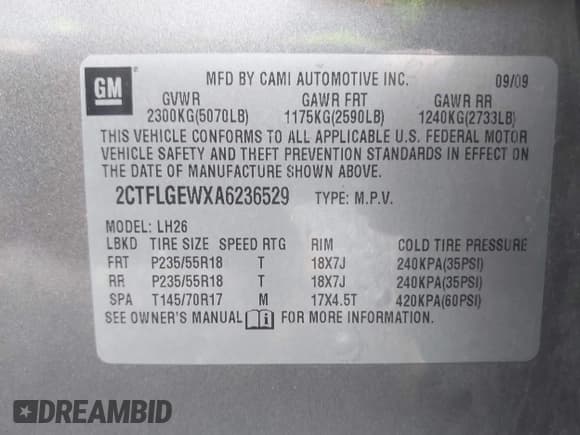 ✅ 2010 GMC Terrain SLT-1 • VIN: 2CTFLGEWXA6236529 • Лот: 41933052. Опубликован ранее на IAAI с пробегом 132 082 миль. Бесплатный доступ к архиву аукционных продаж из США и подробный отчёт об истории автомобиля на DreamBid. Изображение 9.