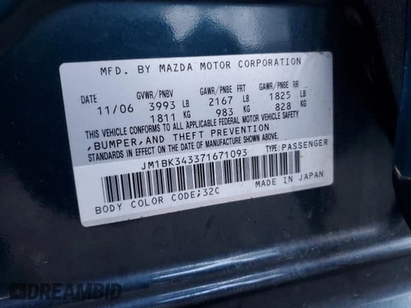 ✅ 2007 Mazda 3 S Grand Touring • VIN: JM1BK343371671093 • Lot: 89502245. Wystawiony na Copart z przebiegiem Nie podano. Bezpłatny archiwum sprzedaży aukcyjnych z USA i szczegółowy raport historii pojazdu na DreamBid. Zdjęcie 12.