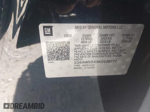 ✅ 2019 Cadillac CTS AWD • VIN: 1G6AW5SX5K0138777 • Lot: 42133023. Listed on IAAI with 27,624 mi. Free auction sales archive from the USA and detailed vehicle history report at DreamBid. Image 9.