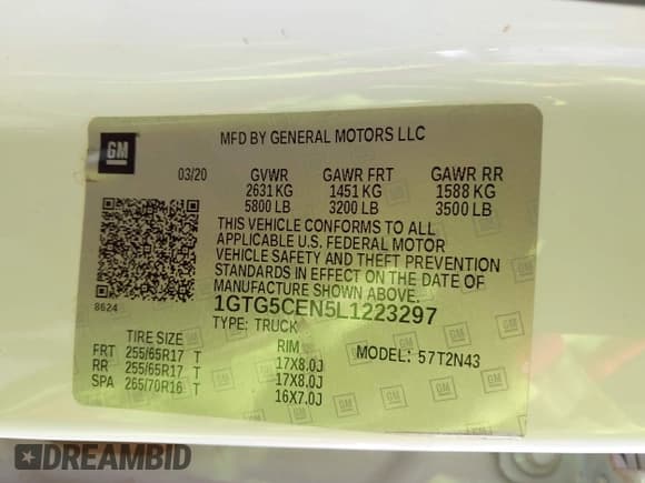 ✅ 2020 GMC Canyon 2WD SLE • VIN: 1GTG5CEN5L1223297 • Лот: 42806221. Опубликован ранее на IAAI с пробегом 120 403 миль. Бесплатный доступ к архиву аукционных продаж из США и подробный отчёт об истории автомобиля на DreamBid. Изображение 9.