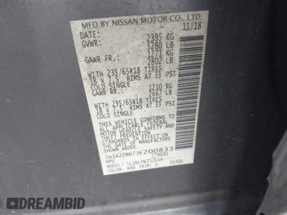 ✅ 2018 Nissan Murano SV • VIN: 5N1AZ2MH7JN200833 • Lot: 43878748. Listed on IAAI with 82,845 mi. Free auction sales archive from the USA and detailed vehicle history report at DreamBid. Image 9.