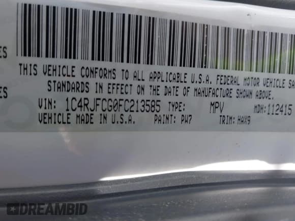 ✅ 2015 Jeep Grand Cherokee Overland • VIN: 1C4RJFCG0FC213585 • Лот: 42456563. Опубликован ранее на IAAI с пробегом 100 974 миль. Бесплатный доступ к архиву аукционных продаж из США и подробный отчёт об истории автомобиля на DreamBid. Изображение 9.