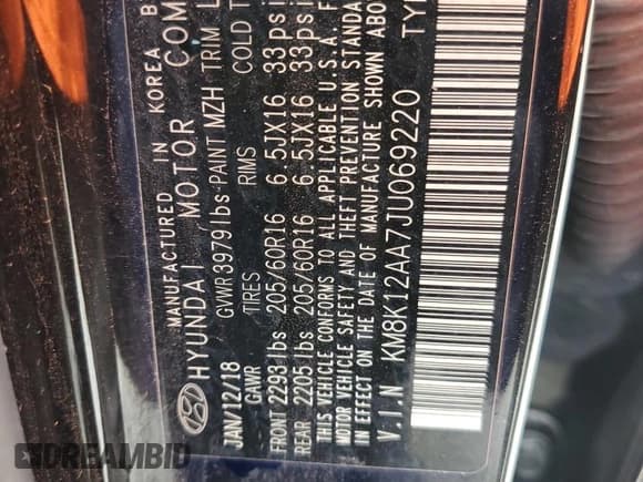 ✅ 2018 Hyundai Kona SE • VIN: KM8K12AA7JU069220 • Лот: 82774555. Опубликован ранее на Copart с пробегом 122 255 миль. Бесплатный доступ к архиву аукционных продаж из США и подробный отчёт об истории автомобиля на DreamBid. Изображение 12.