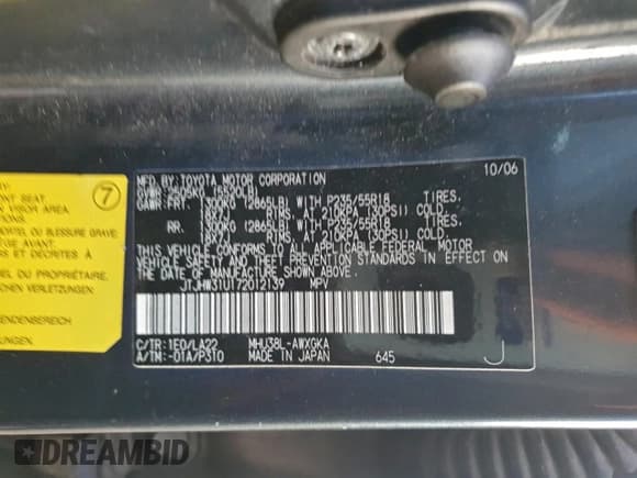 ✅ 2007 Lexus RX 400h • VIN: JTJHW31U172012139 • Лот: 94333065. Опубликован ранее на Copart с пробегом 189 558 миль. Бесплатный доступ к архиву аукционных продаж из США и подробный отчёт об истории автомобиля на DreamBid. Изображение 13.